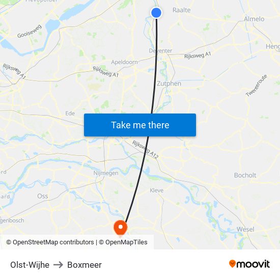 Olst-Wijhe to Boxmeer map