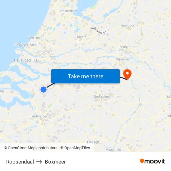 Roosendaal to Boxmeer map