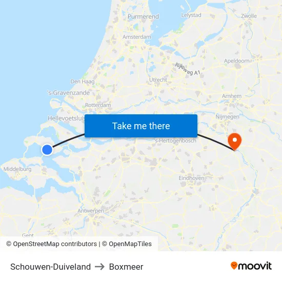 Schouwen-Duiveland to Boxmeer map