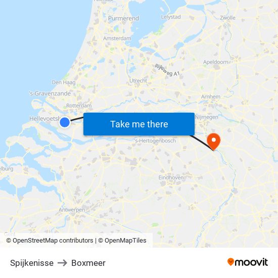 Spijkenisse to Boxmeer map