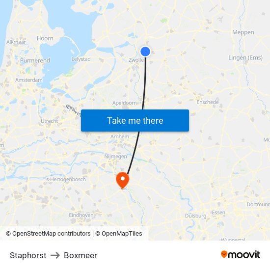 Staphorst to Boxmeer map