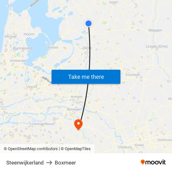 Steenwijkerland to Boxmeer map