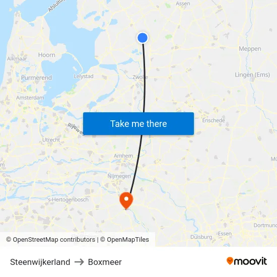 Steenwijkerland to Boxmeer map
