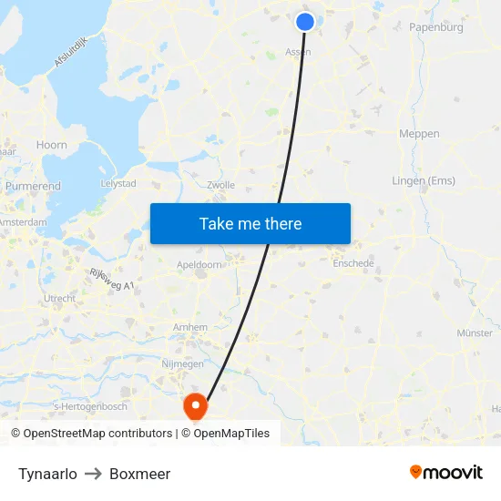 Tynaarlo to Boxmeer map