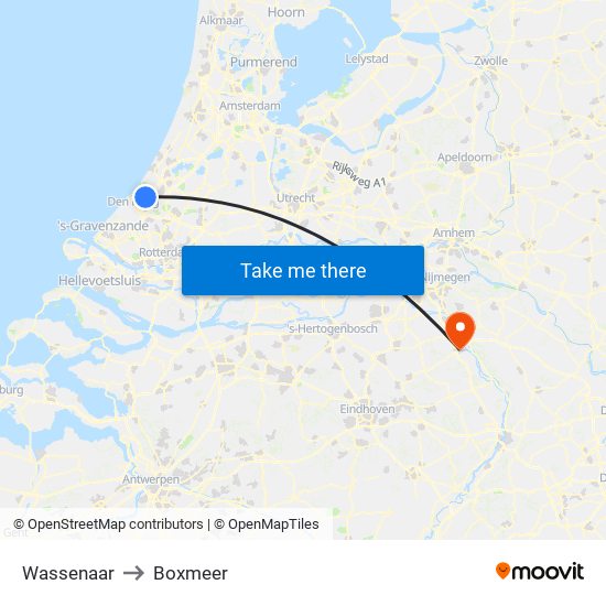 Wassenaar to Boxmeer map