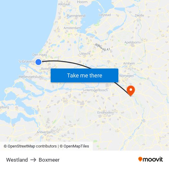 Westland to Boxmeer map