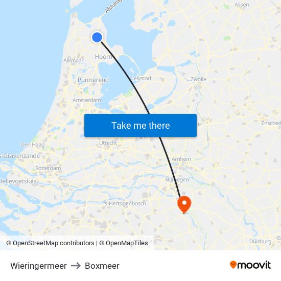 Wieringermeer to Boxmeer map