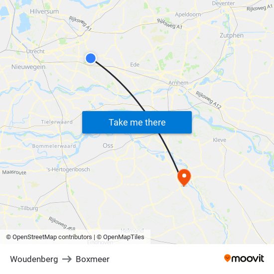Woudenberg to Boxmeer map