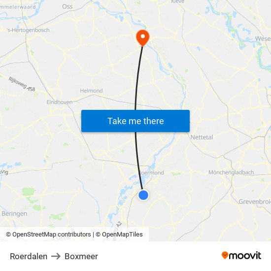 Roerdalen to Boxmeer map