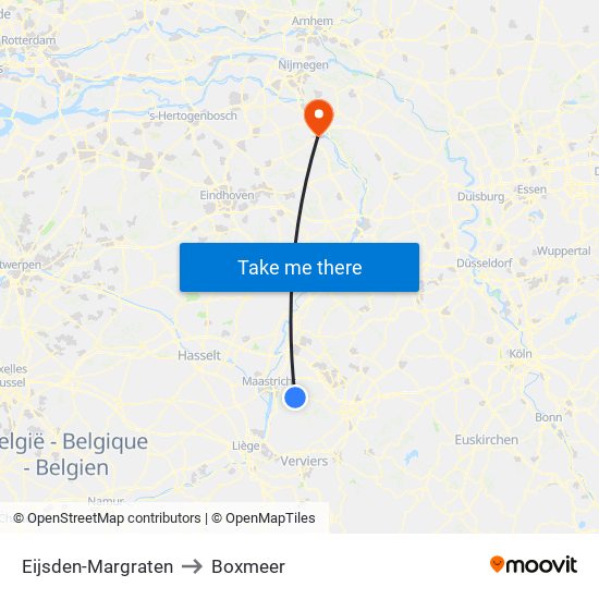 Eijsden-Margraten to Boxmeer map