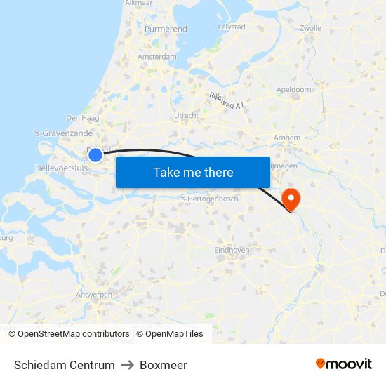 Schiedam Centrum to Boxmeer map