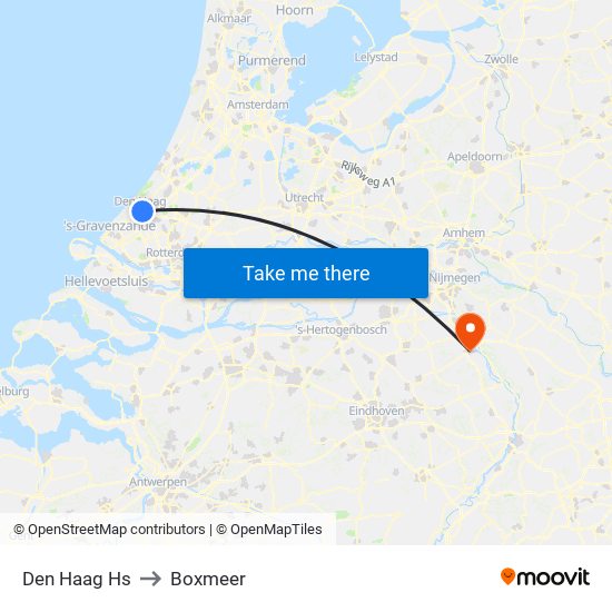 Den Haag Hs to Boxmeer map