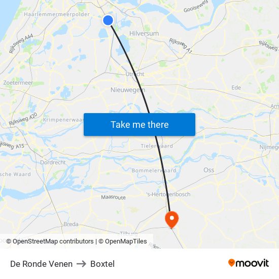 De Ronde Venen to Boxtel map