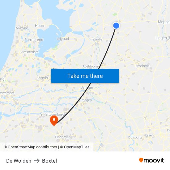 De Wolden to Boxtel map