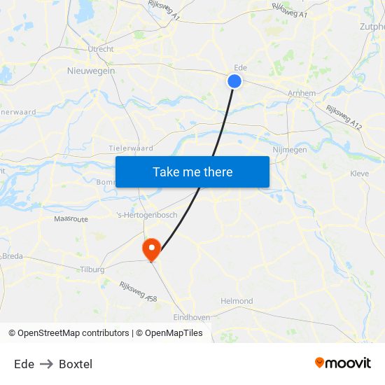 Ede to Boxtel map