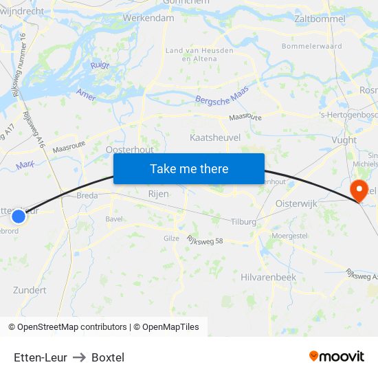 Etten-Leur to Boxtel map