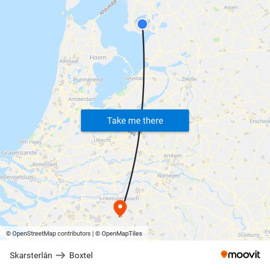 Skarsterlân to Boxtel map