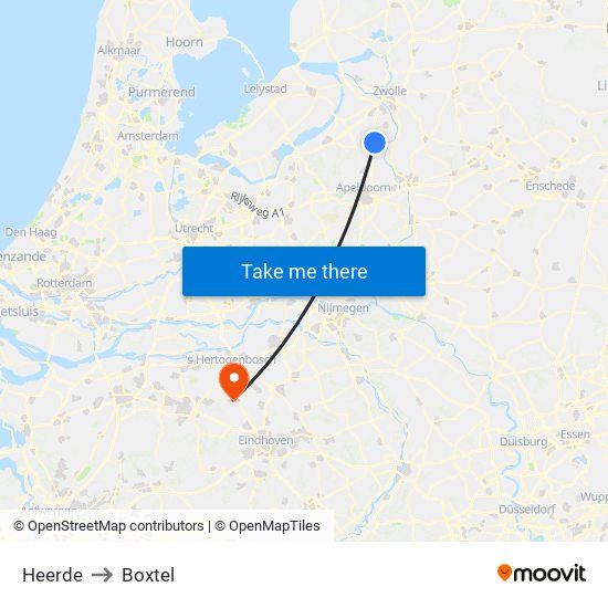Heerde to Boxtel map