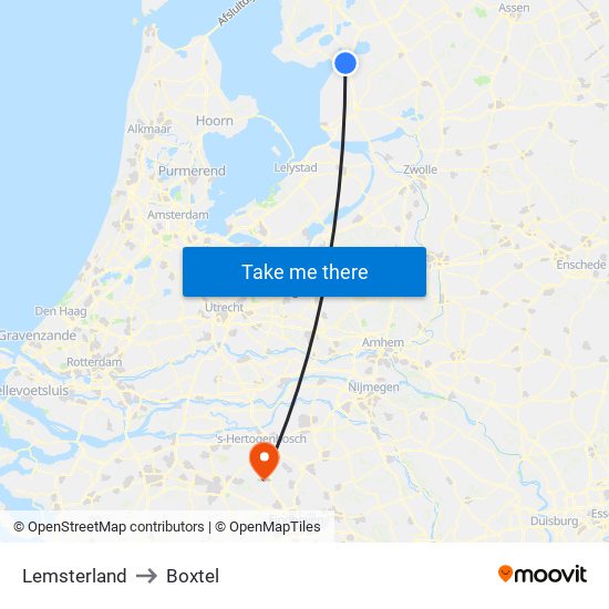 Lemsterland to Boxtel map