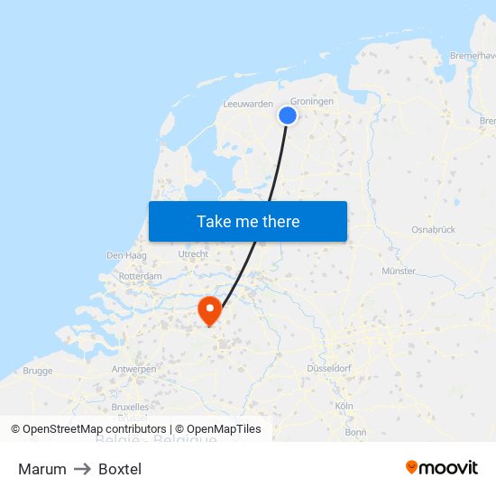 Marum to Boxtel map