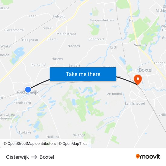 Oisterwijk to Boxtel map