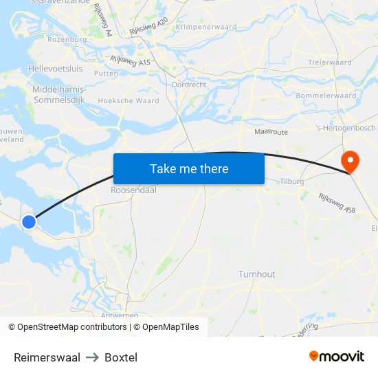 Reimerswaal to Boxtel map