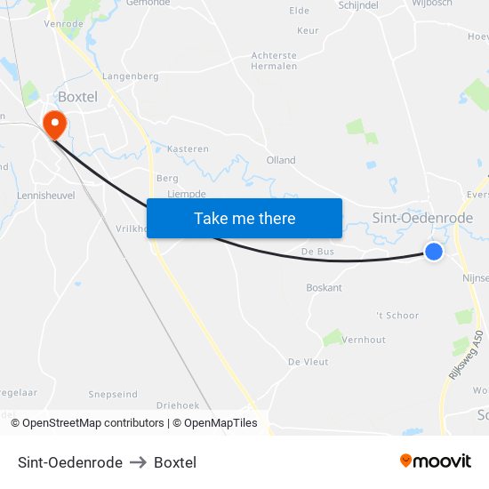 Sint-Oedenrode to Boxtel map