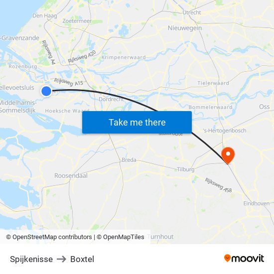 Spijkenisse to Boxtel map