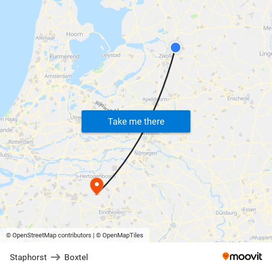 Staphorst to Boxtel map