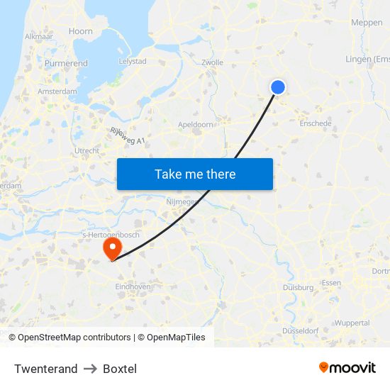 Twenterand to Boxtel map