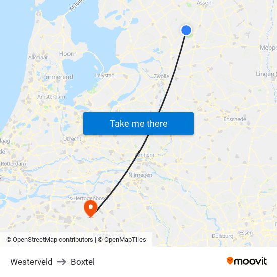 Westerveld to Boxtel map