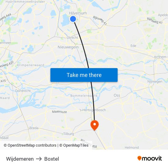 Wijdemeren to Boxtel map