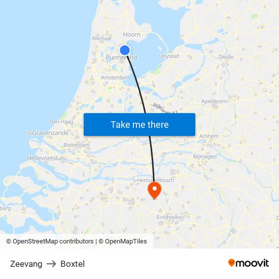 Zeevang to Boxtel map