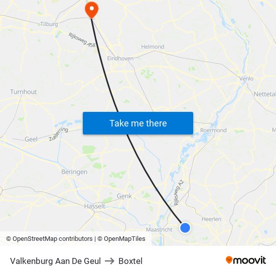 Valkenburg Aan De Geul to Boxtel map