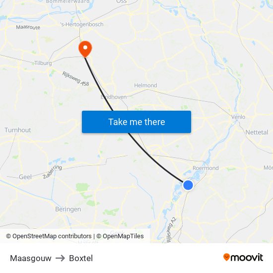 Maasgouw to Boxtel map