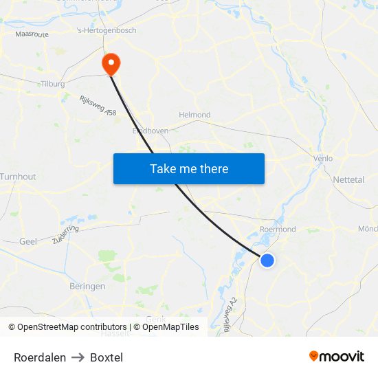 Roerdalen to Boxtel map
