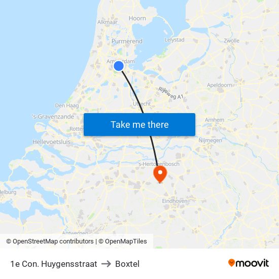 1e Con. Huygensstraat to Boxtel map