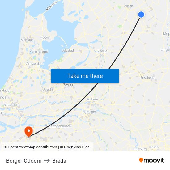 Borger-Odoorn to Breda map