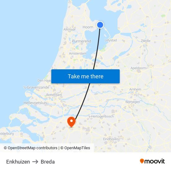Enkhuizen to Breda map
