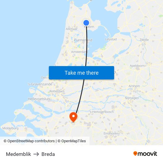 Medemblik to Breda map