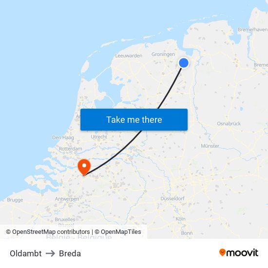 Oldambt to Breda map