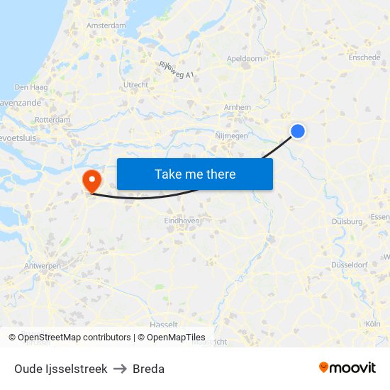 Oude Ijsselstreek to Breda map