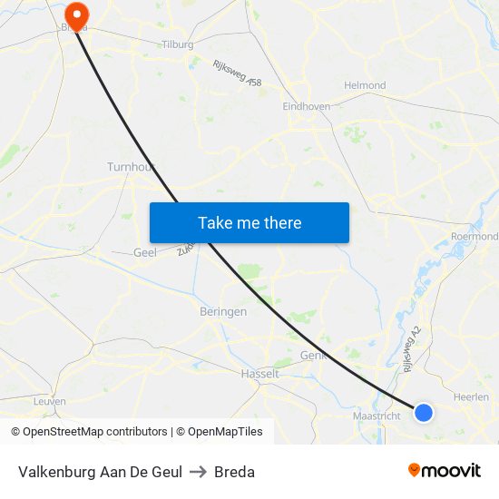 Valkenburg Aan De Geul to Breda map