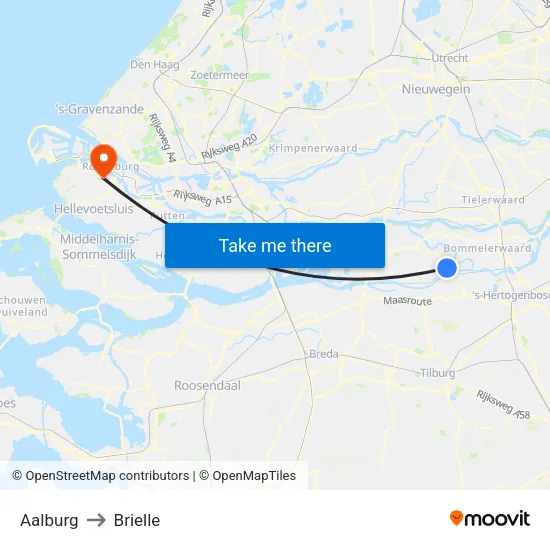 Aalburg to Brielle map