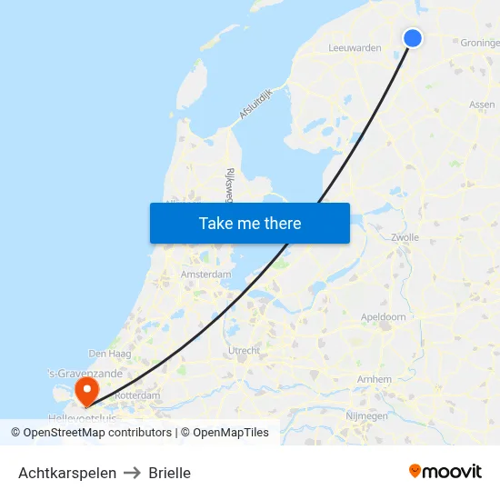 Achtkarspelen to Brielle map