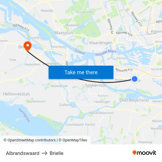 Albrandswaard to Brielle map