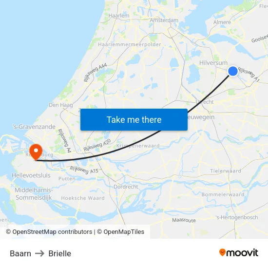 Baarn to Brielle map