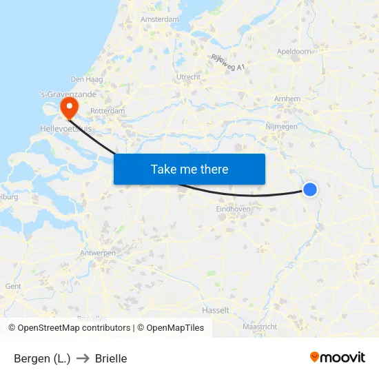 Bergen (L.) to Brielle map