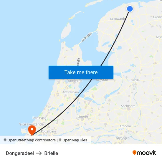 Dongeradeel to Brielle map