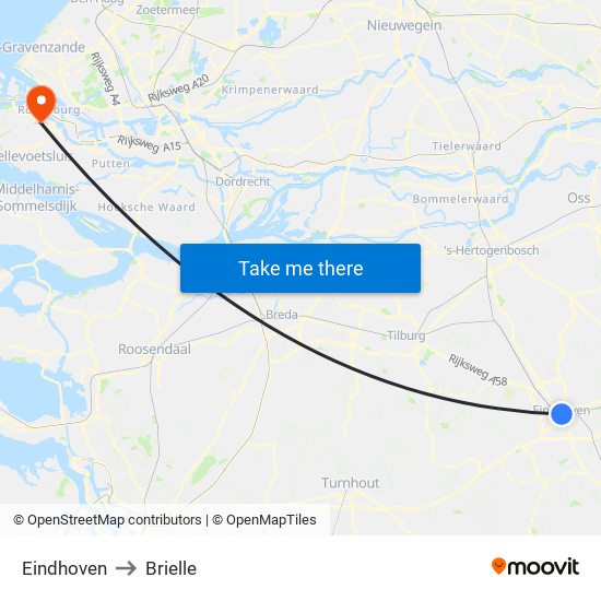 Eindhoven to Brielle map